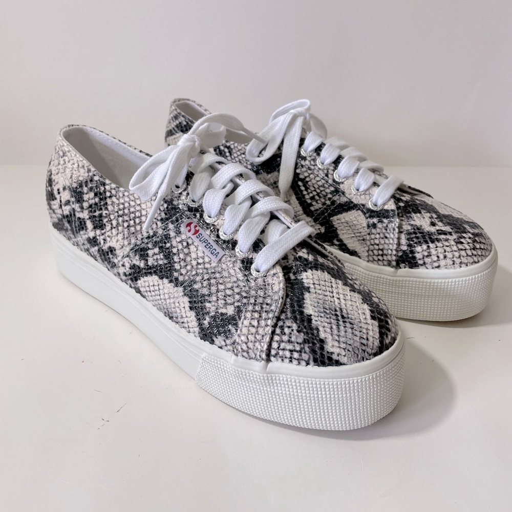 Superga Platform Snake Print Sneakers